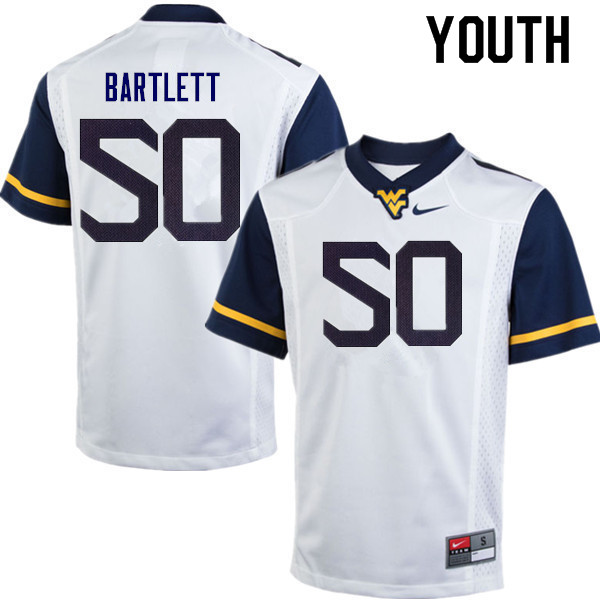 NCAA Youth Jared Bartlett West Virginia Mountaineers White #50 Nike Stitched Football College Authentic Jersey GV23Q83JY